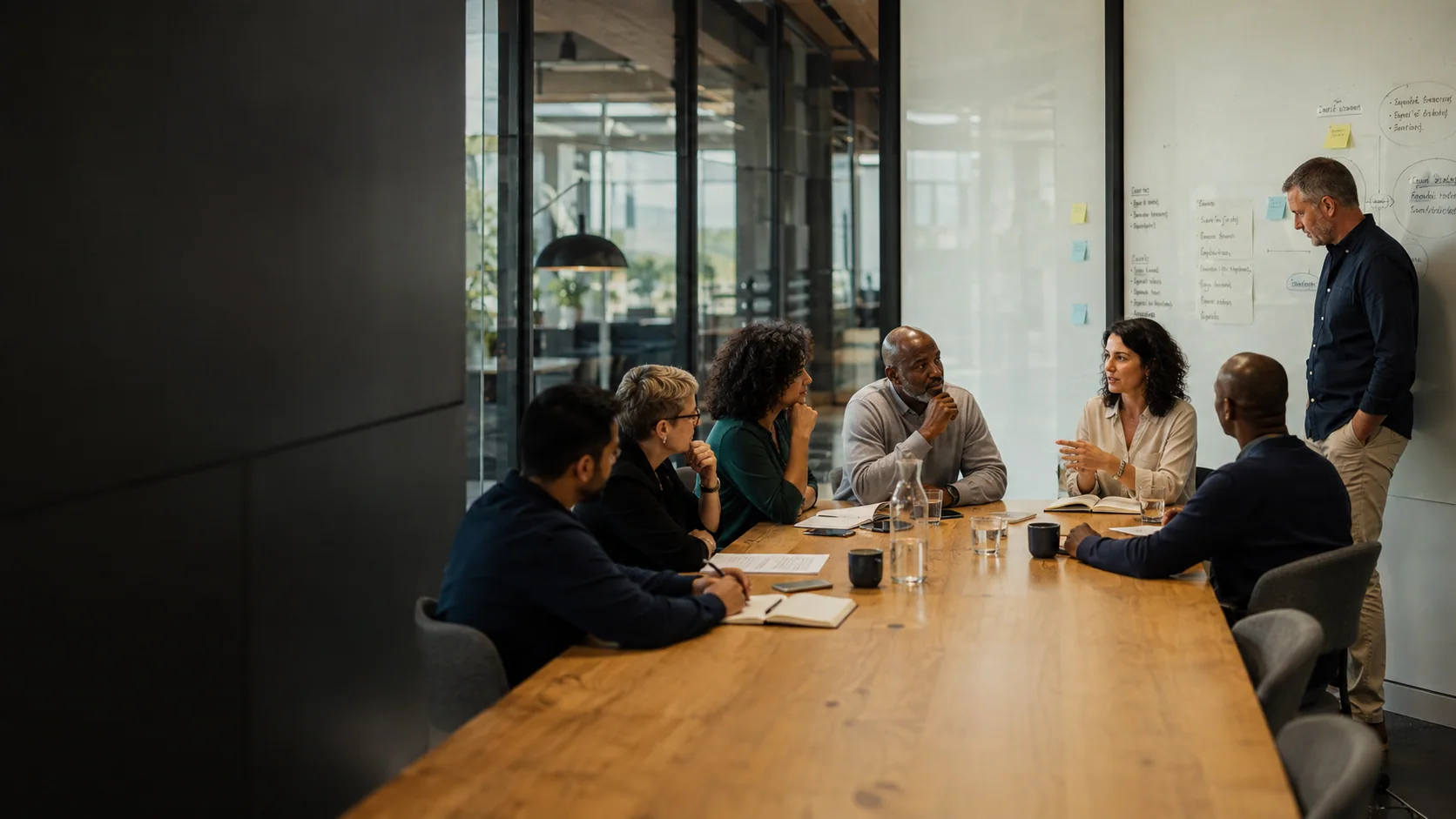 Illustrative leadership team in a working session